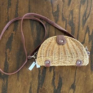 White House Black Market Tan Woven Crossbody Bag